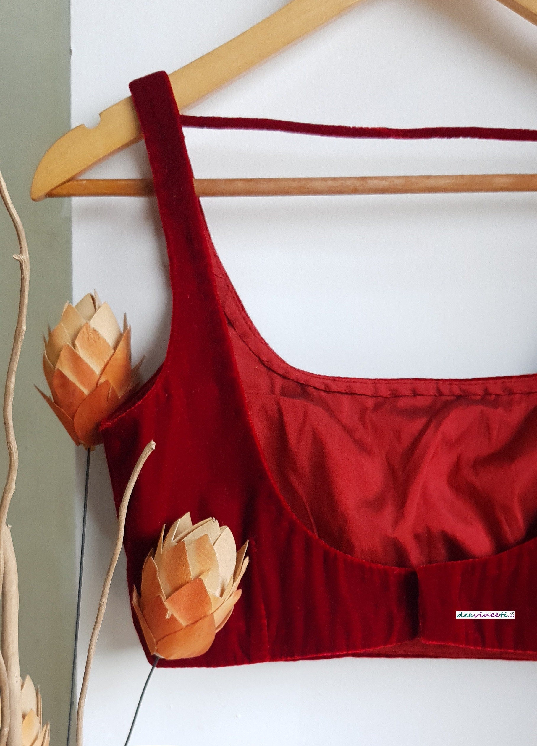 Velvet Blouse Square Neckline Sleeveless DVBL_274