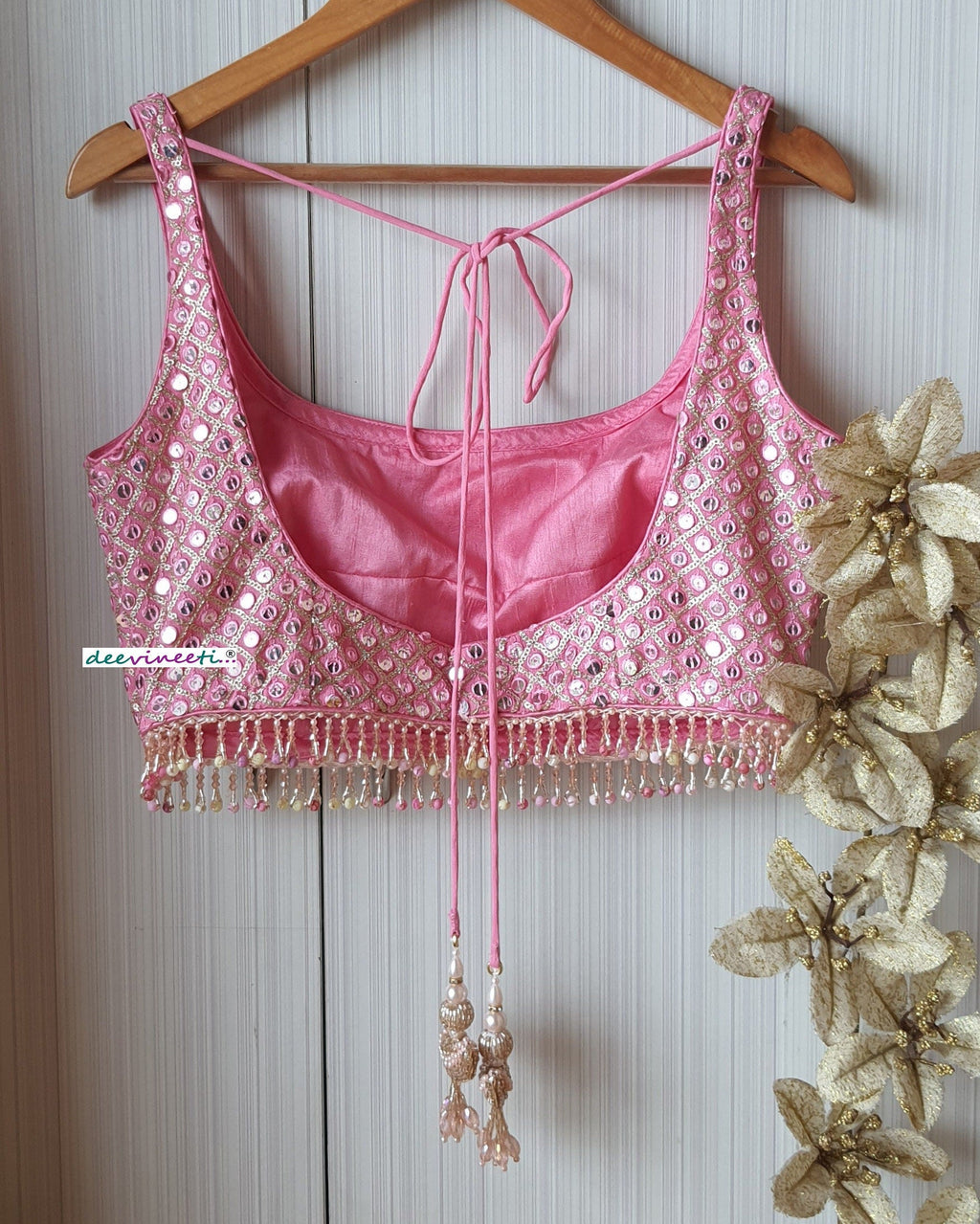 Embroidered Pink Blouse U Neck DVBL_204