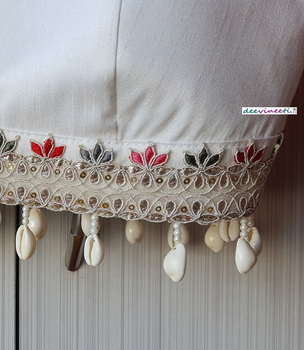 White Raw Silk Spaghetti Blouse DVBL_223