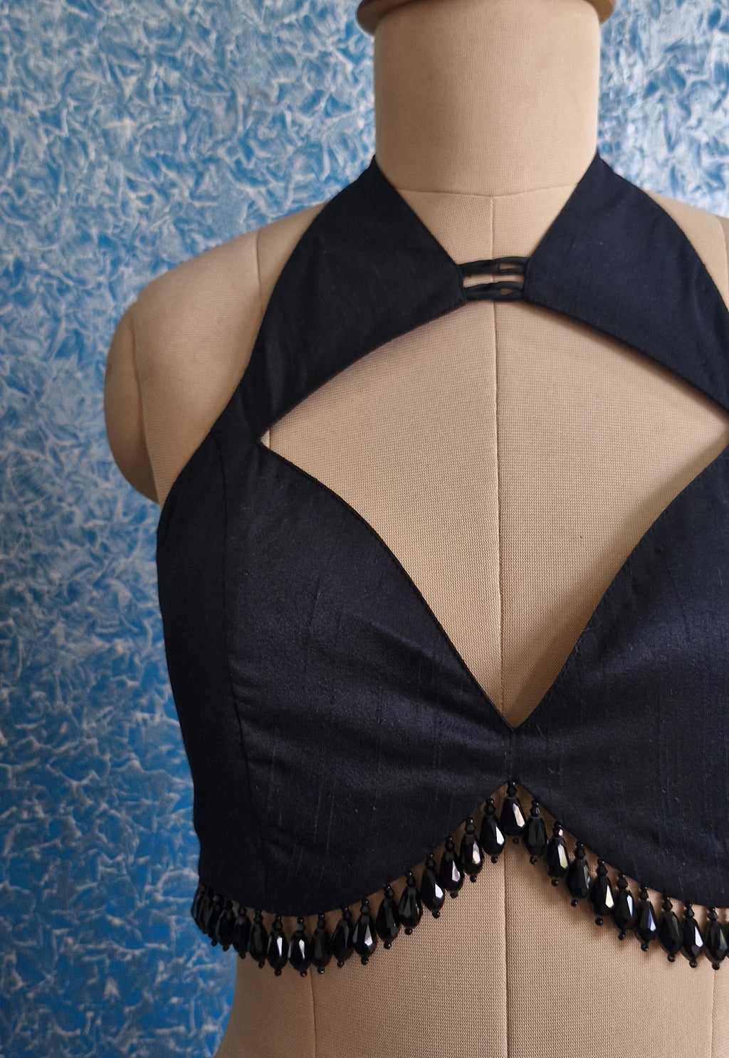 Raw Silk Blouse Deep Sweetheart Halter Neck DVBL_430