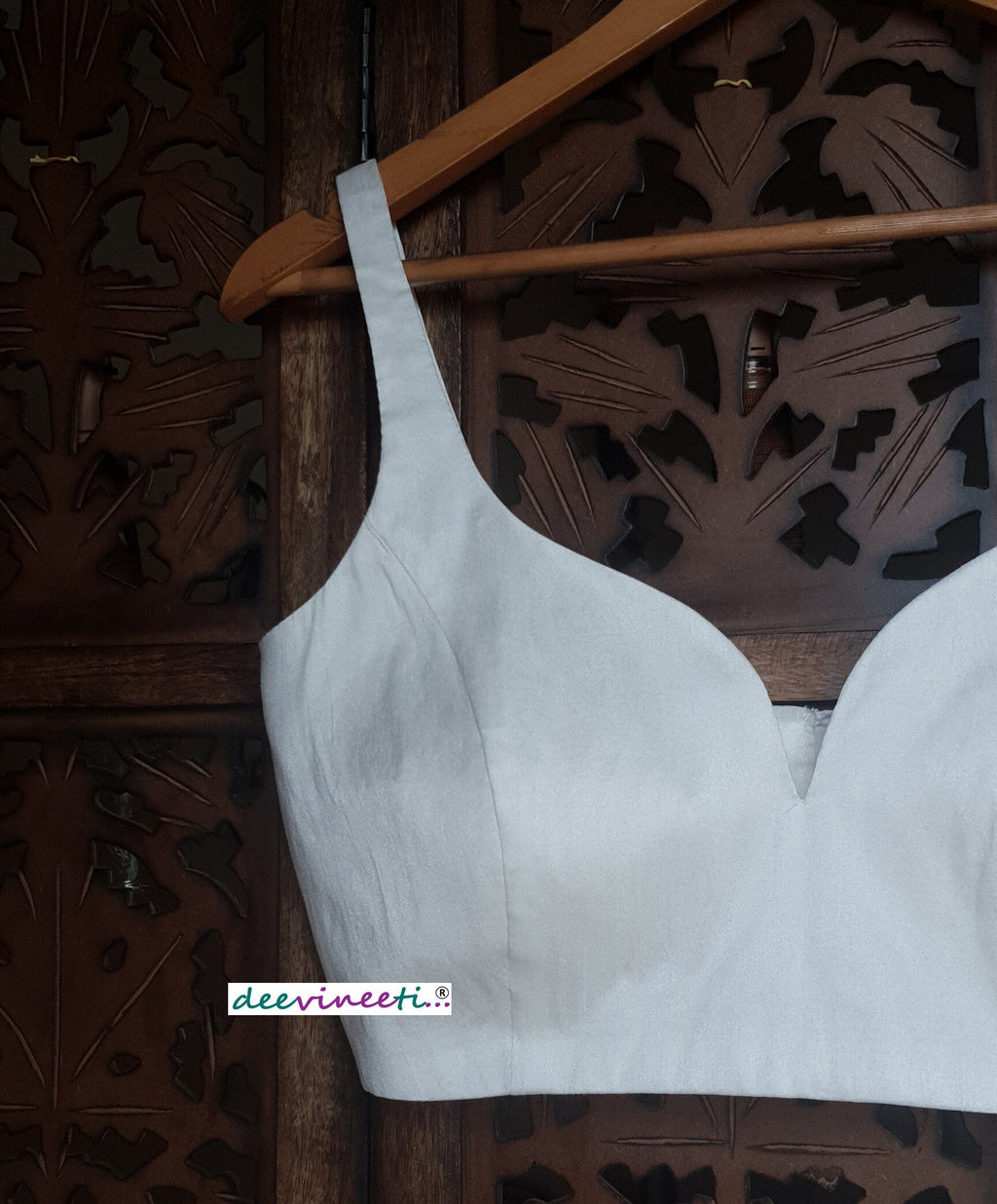 Raw Silk Deep Sweetheart Neck Solid Blouse DVBL_119