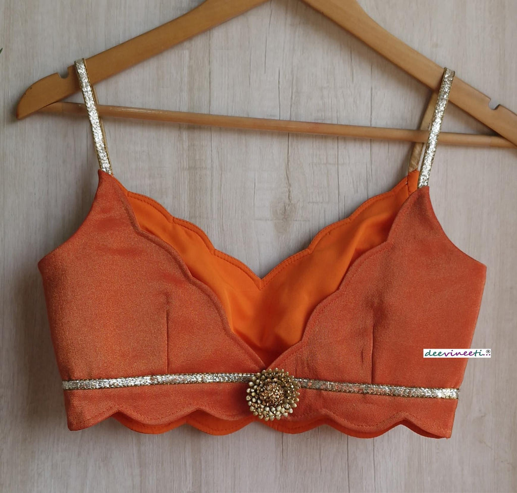Orange Tissue Silk Spaghetti Blouse DVBL_379