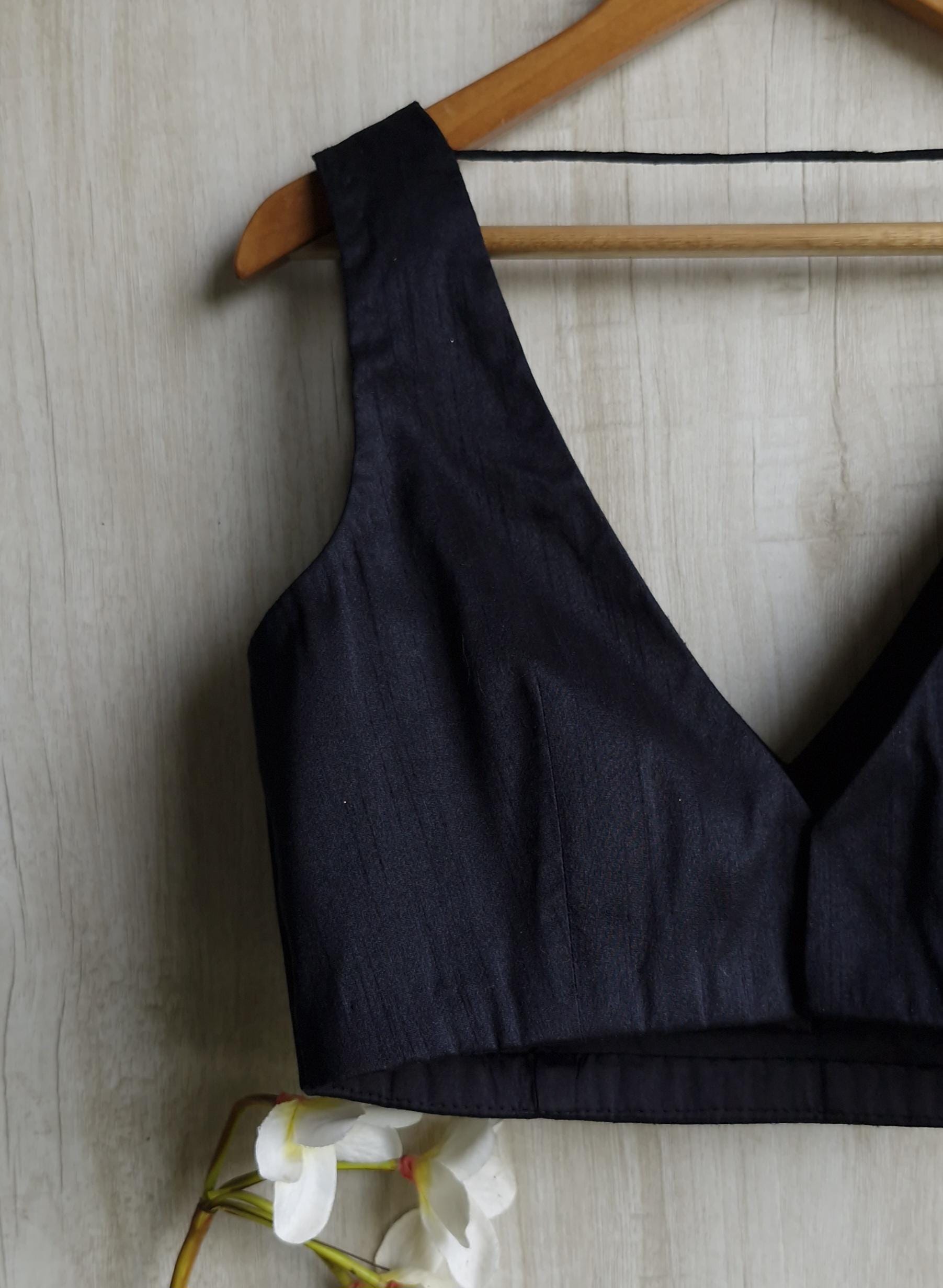 Raw Silk V Neck Solid Blouse DVBL_003