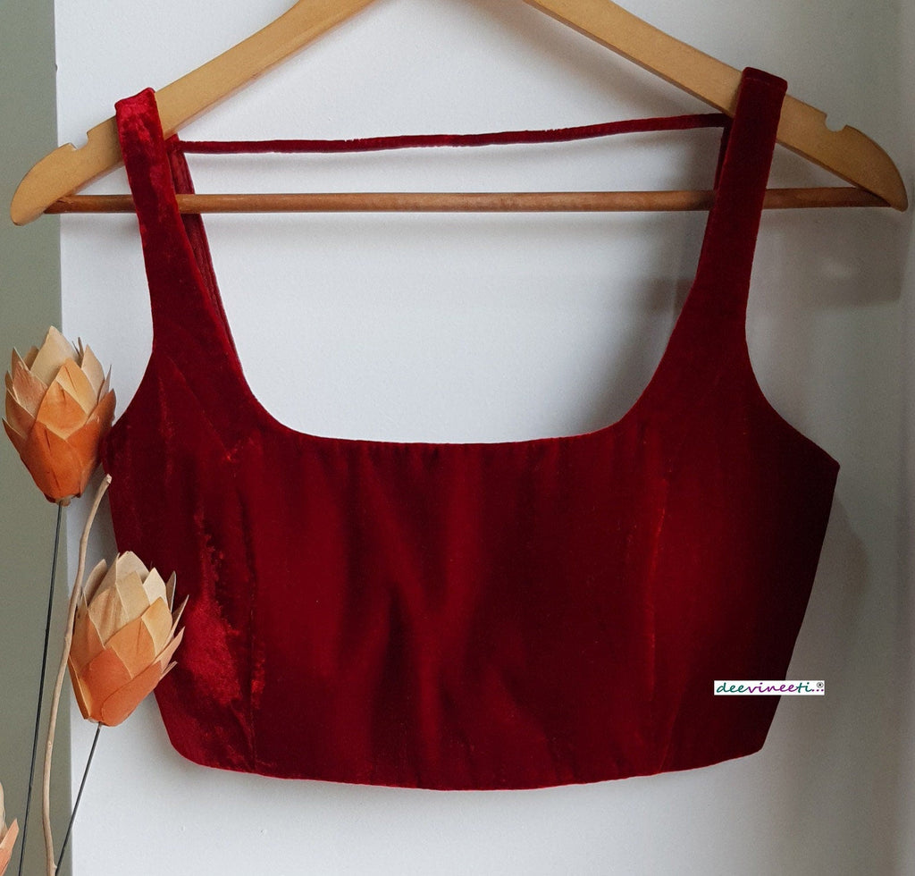Velvet Blouse Square Neckline Sleeveless DVBL_274