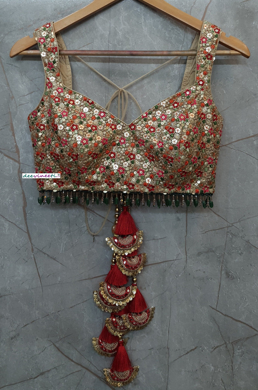 Multicolor Sequins Embroidered Sleeveless Blouse DVBL_195