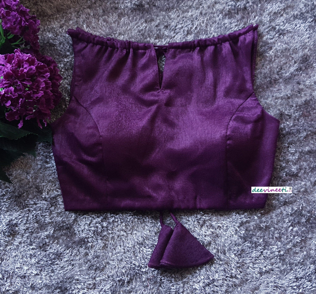 Purple Velvet Crepe Boatneck Blouse DVBL_092