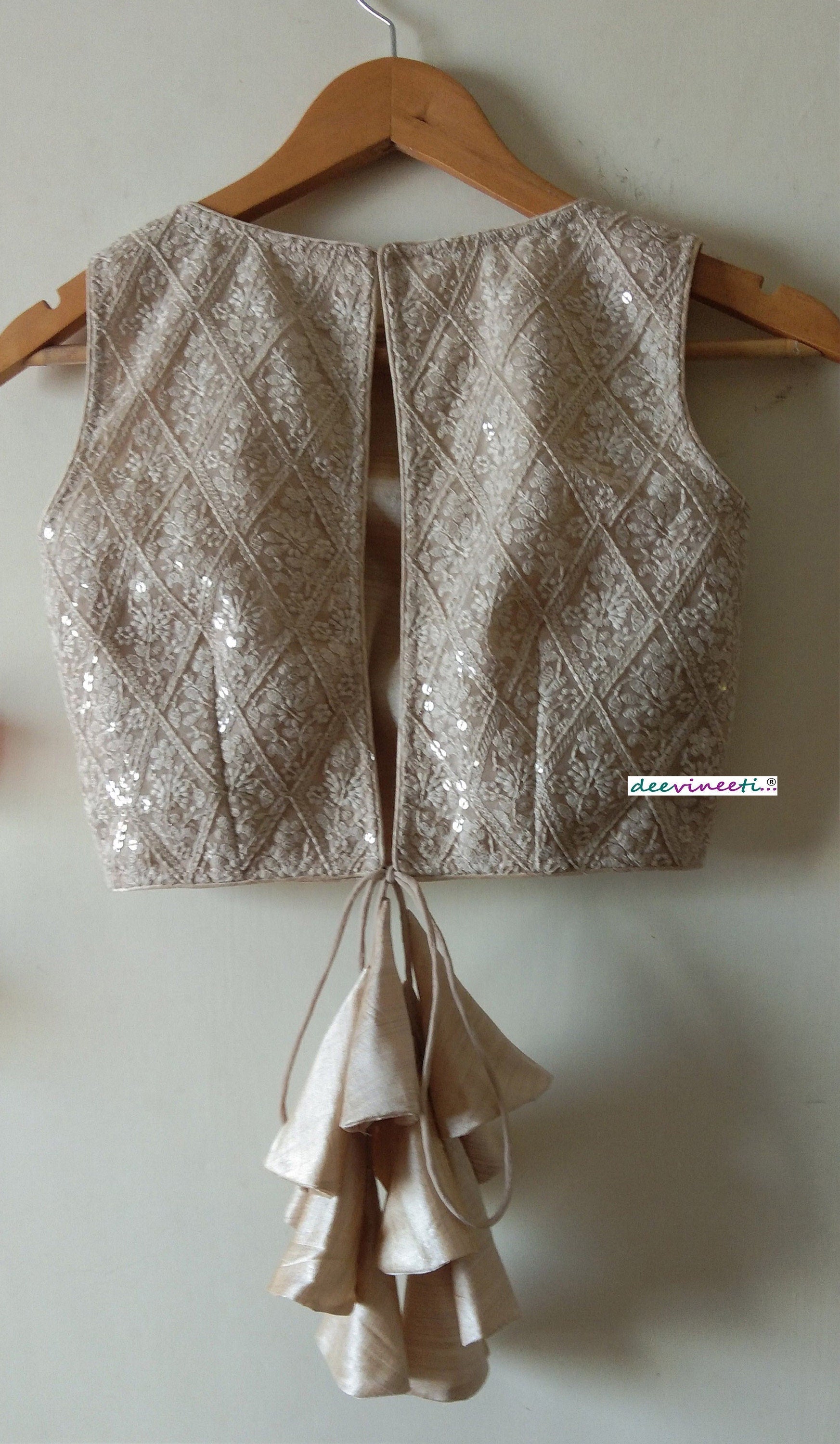 Embroidered Threadwork Beige Blouse DVBL_031