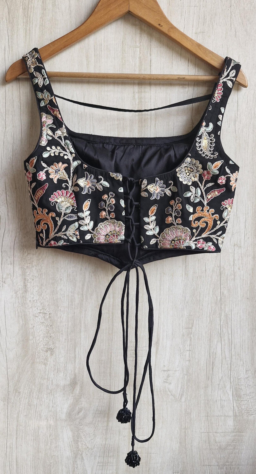 Embroidered Georgette Square Neck Corset Blouse DVCB_009