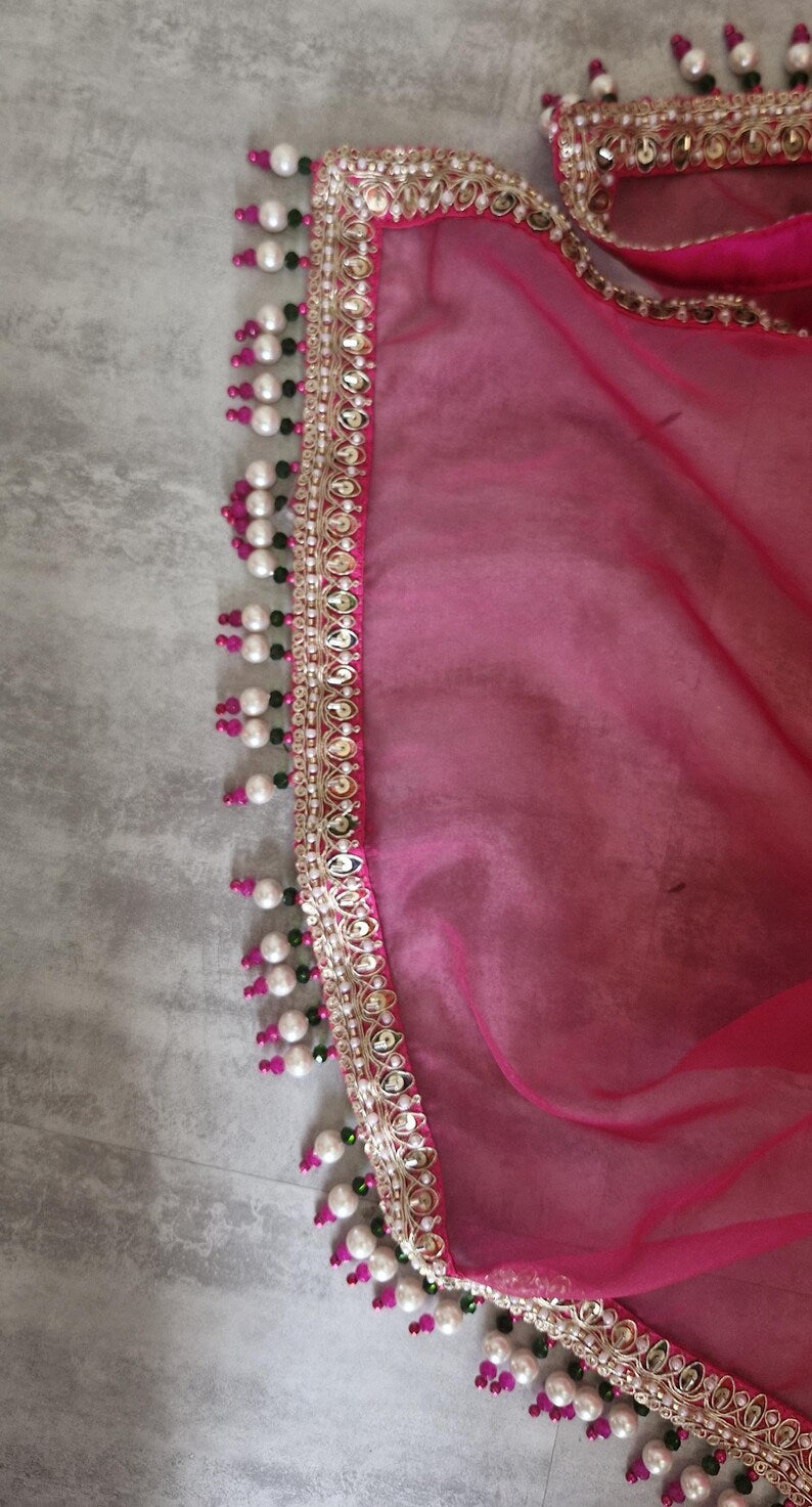 Red Embroidered Organza Lehenga Choli DVMTD_0262