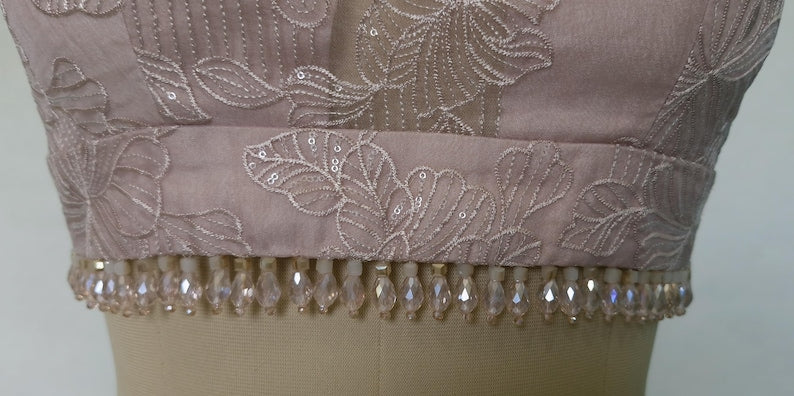 Blush Pink Embroidered Organza Blouse DVBL_423