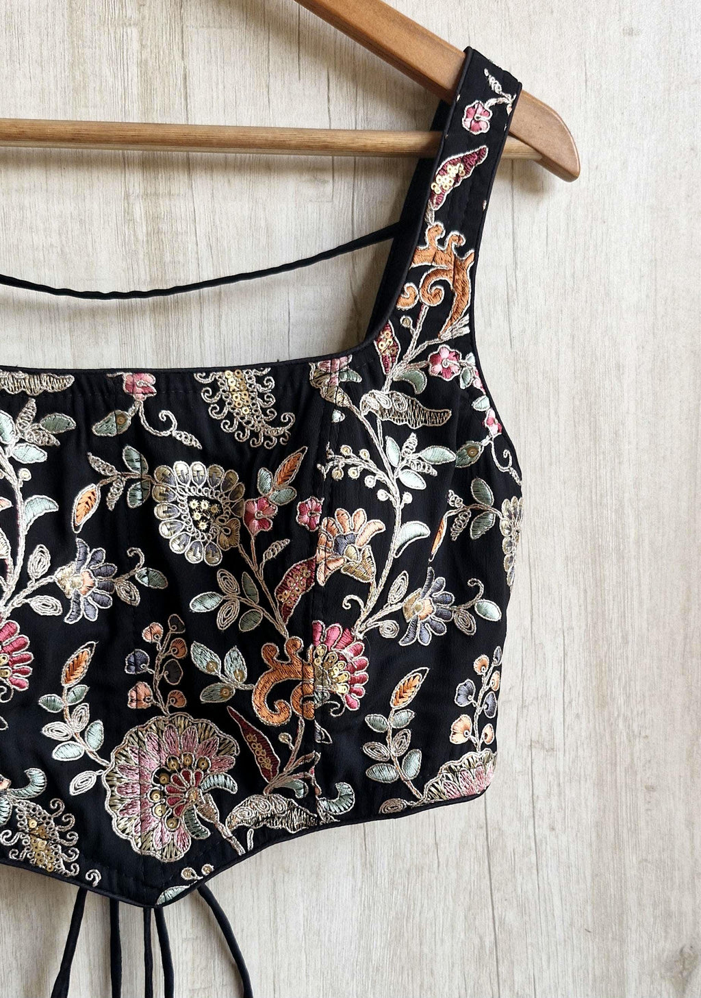 Embroidered Georgette Square Neck Corset Blouse DVCB_009