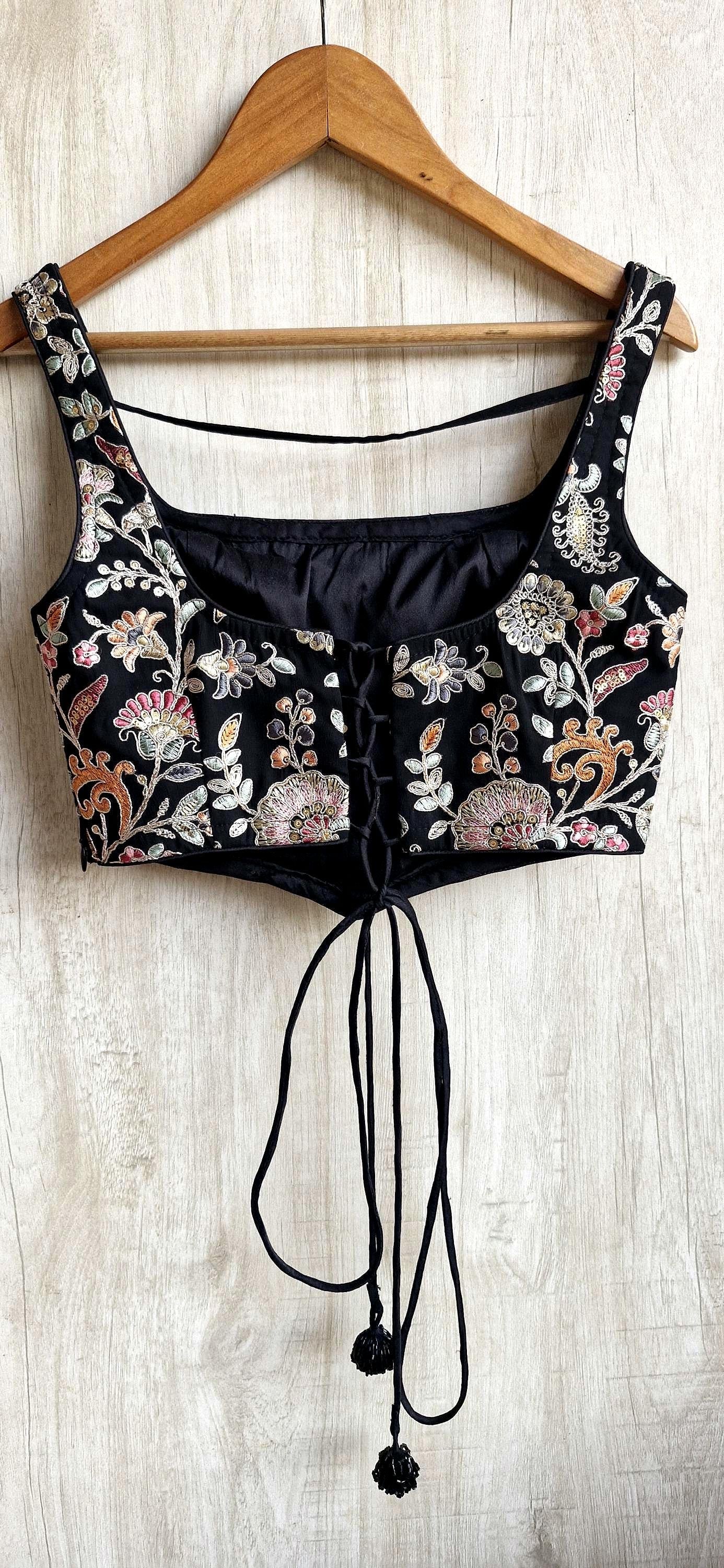 Embroidered Georgette Square Neck Corset Blouse DVCB_009