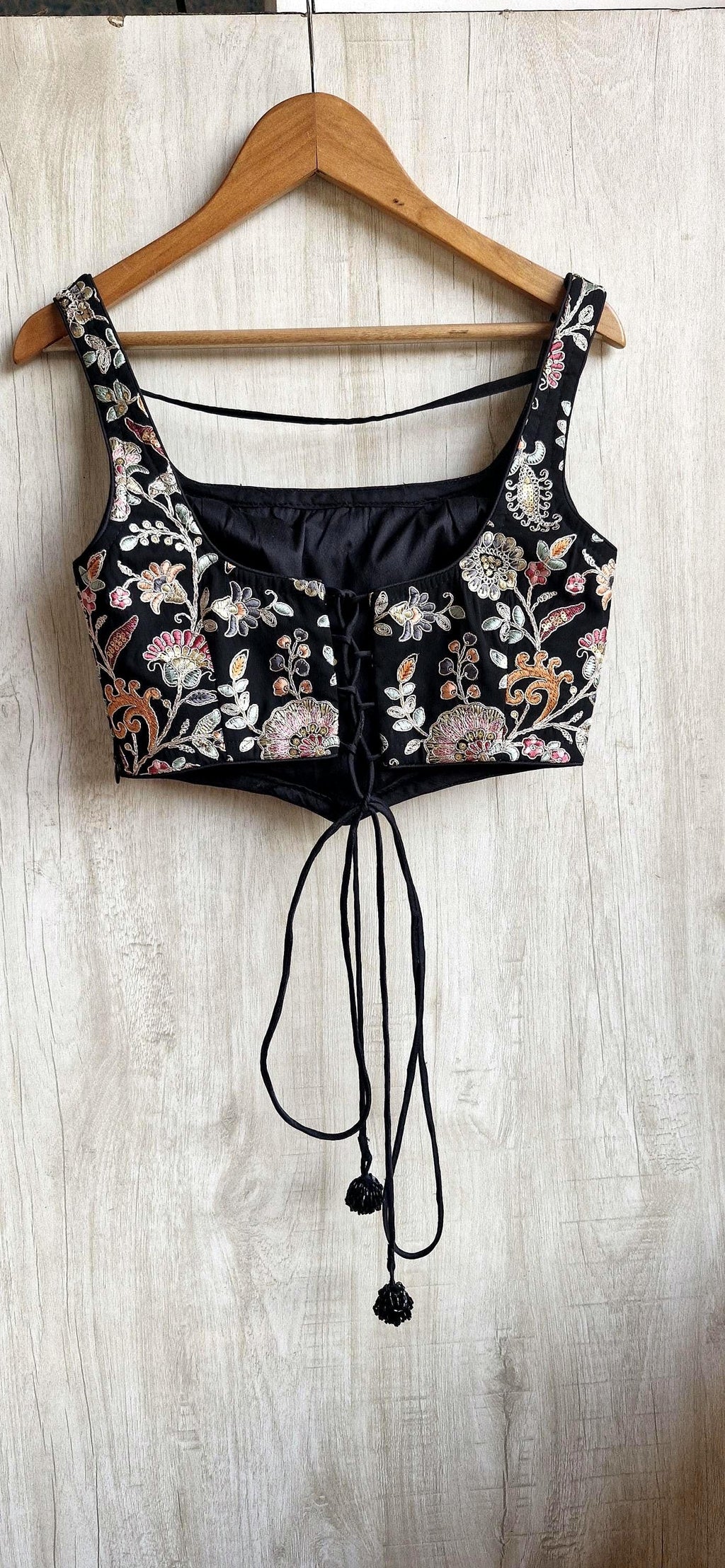 Embroidered Georgette Square Neck Corset Blouse DVCB_009