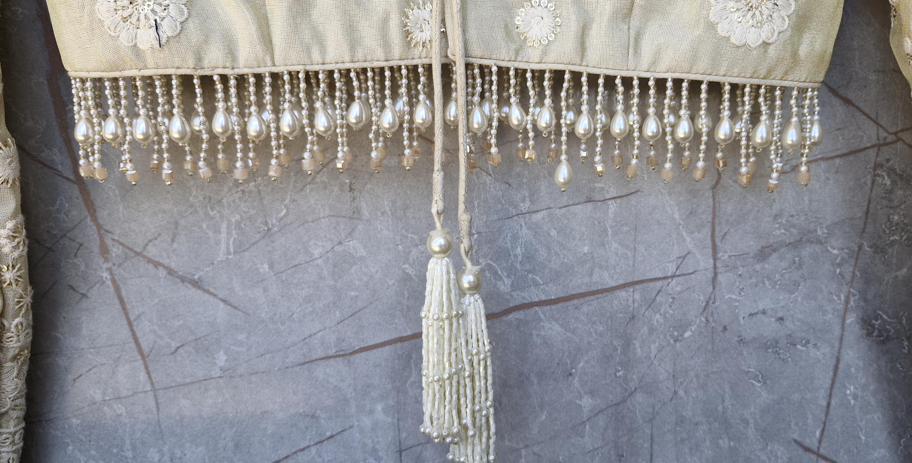 Cream Gold Embroidered Tissue Silk Blouse DVBL_472