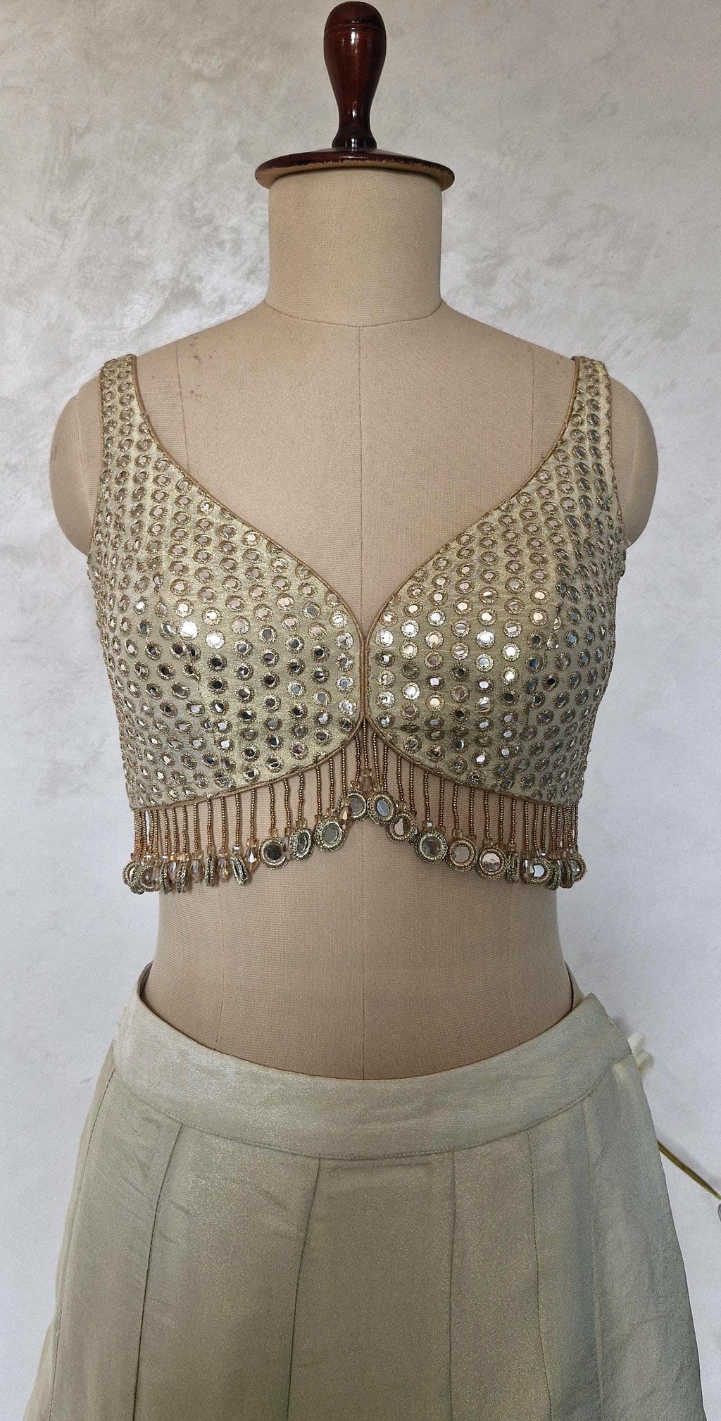 Champagne Gold Lehenga, Slit Skirt Set, Contemporary Tissue Silk Co-ord Set DVMTD_0287