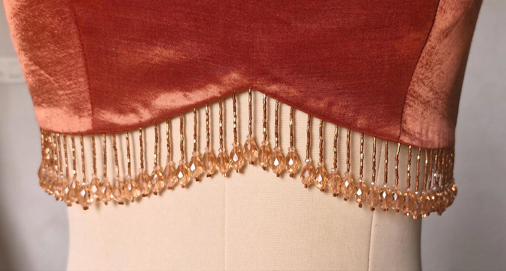 Dark Rust Gajji Silk Saree Blouse, Jewel Neck, Backless DVBL_491