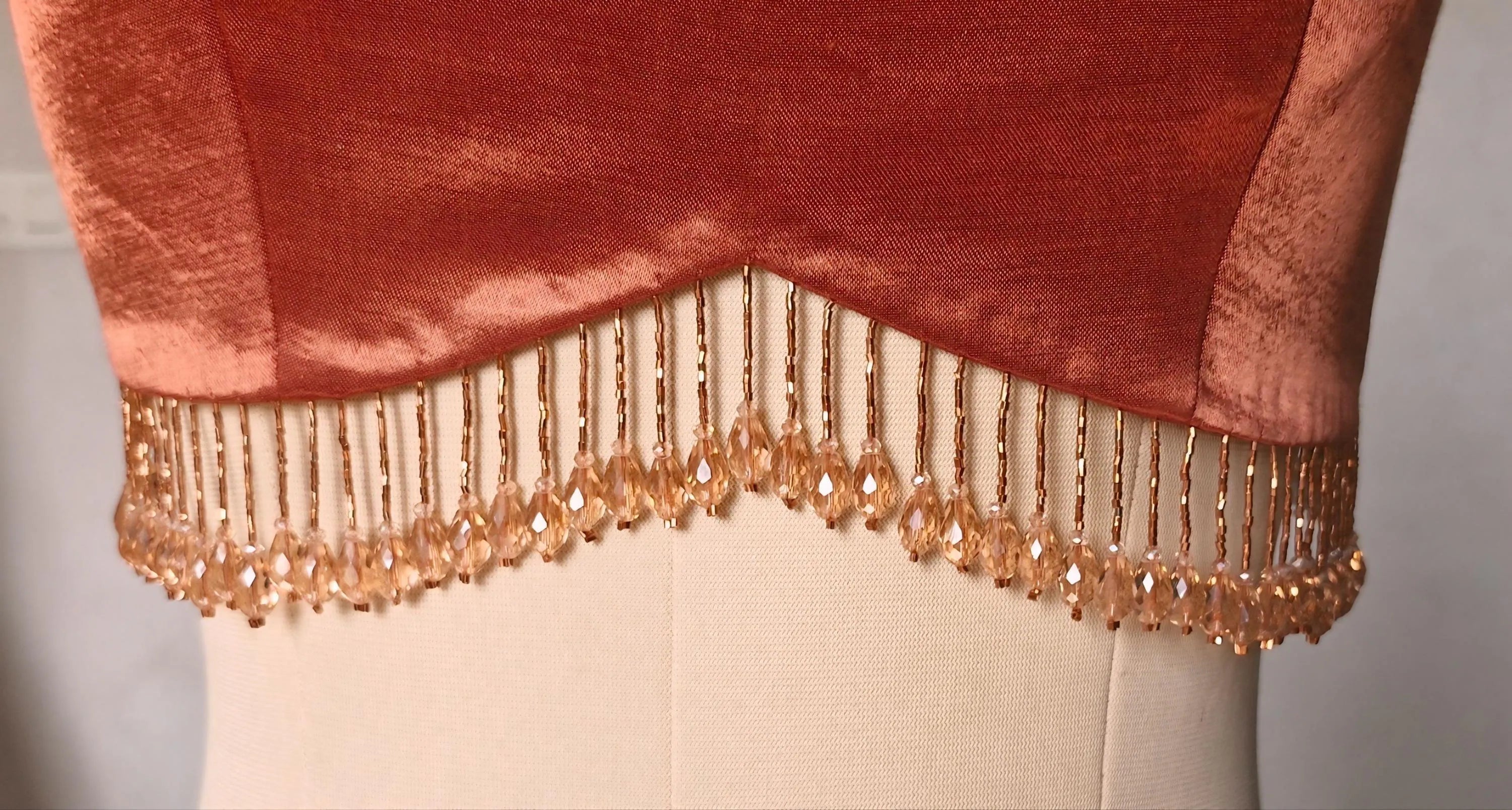 Dark Rust Gajji Silk Saree Blouse, Jewel Neck, Backless DVBL_491