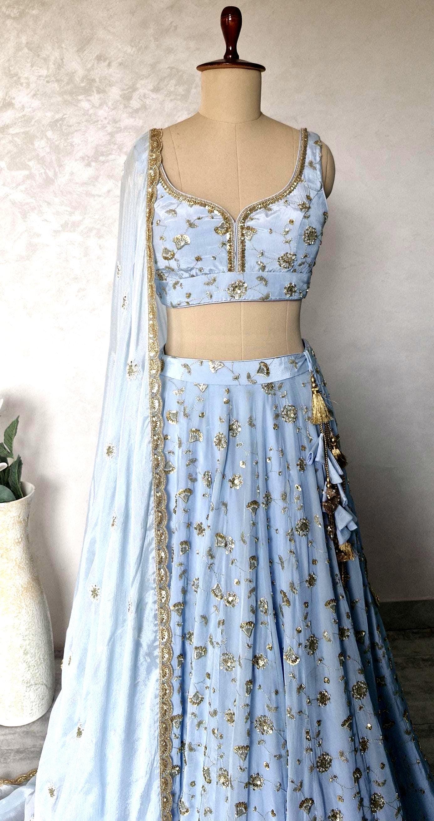 Embroidered Powder Blue Crepe Silk Lehenga Choli DVMTD_0294