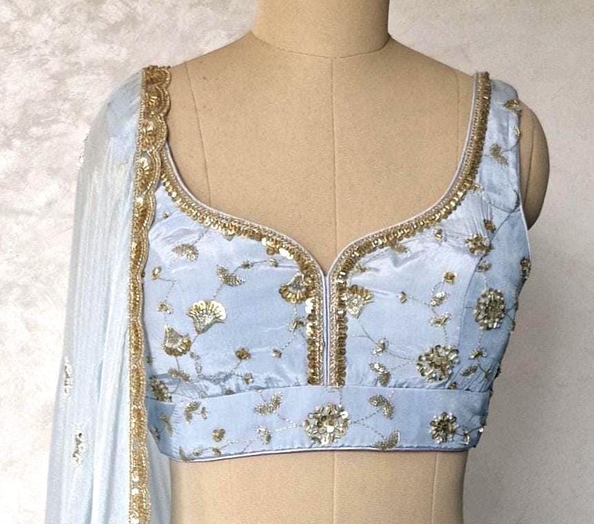 Embroidered Powder Blue Crepe Silk Lehenga Choli DVMTD_0294