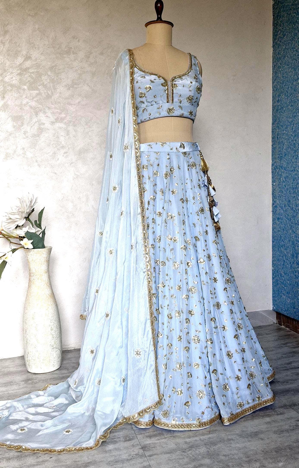 Embroidered Powder Blue Crepe Silk Lehenga Choli DVMTD_0294