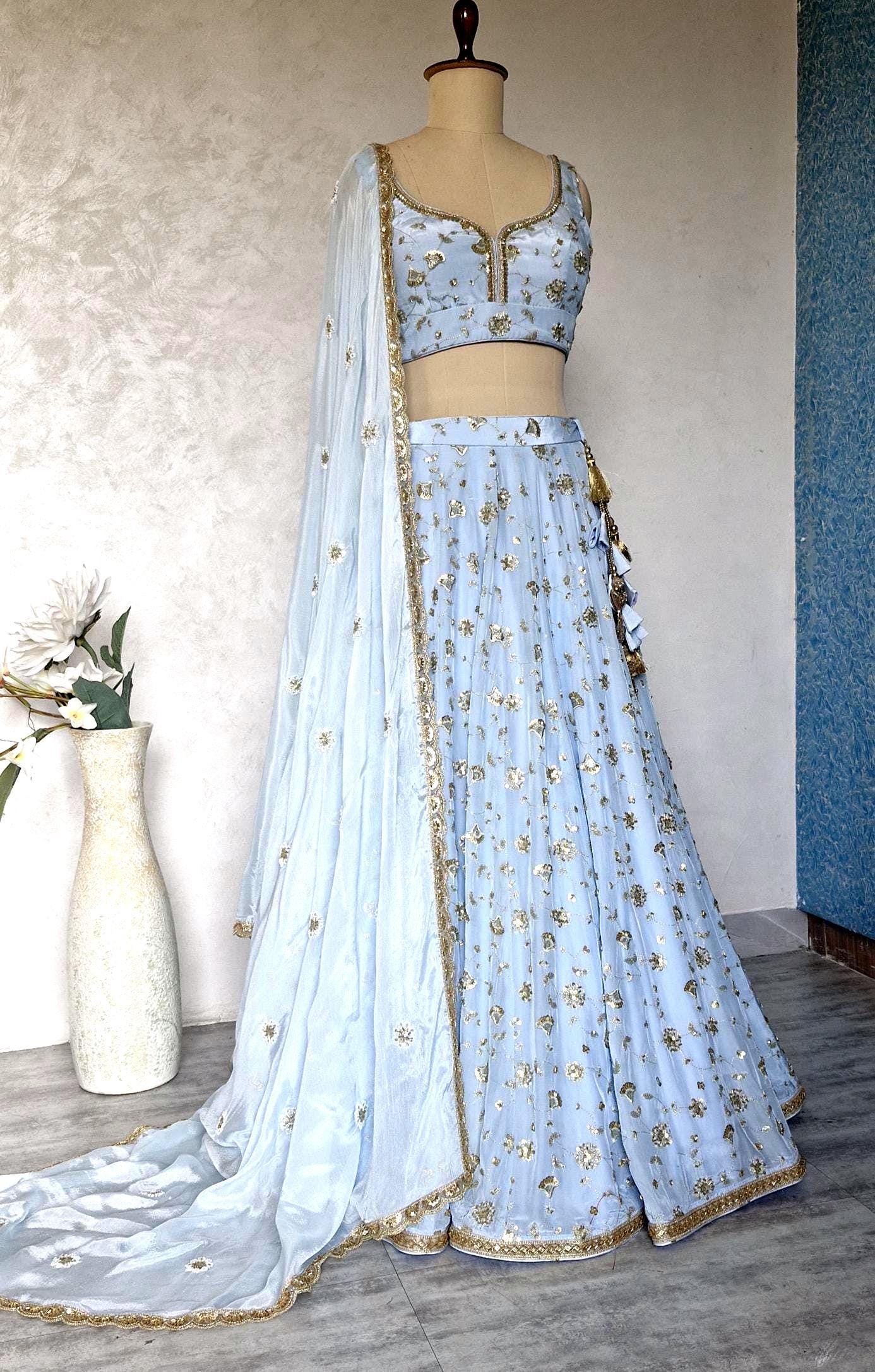 Embroidered Powder Blue Crepe Silk Lehenga Choli DVMTD_0294