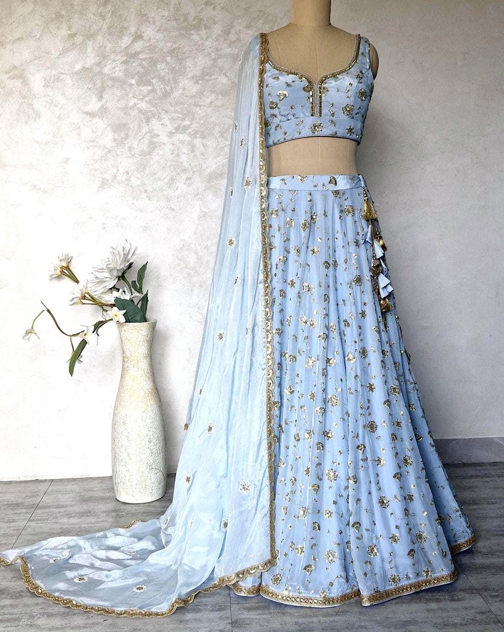 Embroidered Powder Blue Crepe Silk Lehenga Choli DVMTD_0294