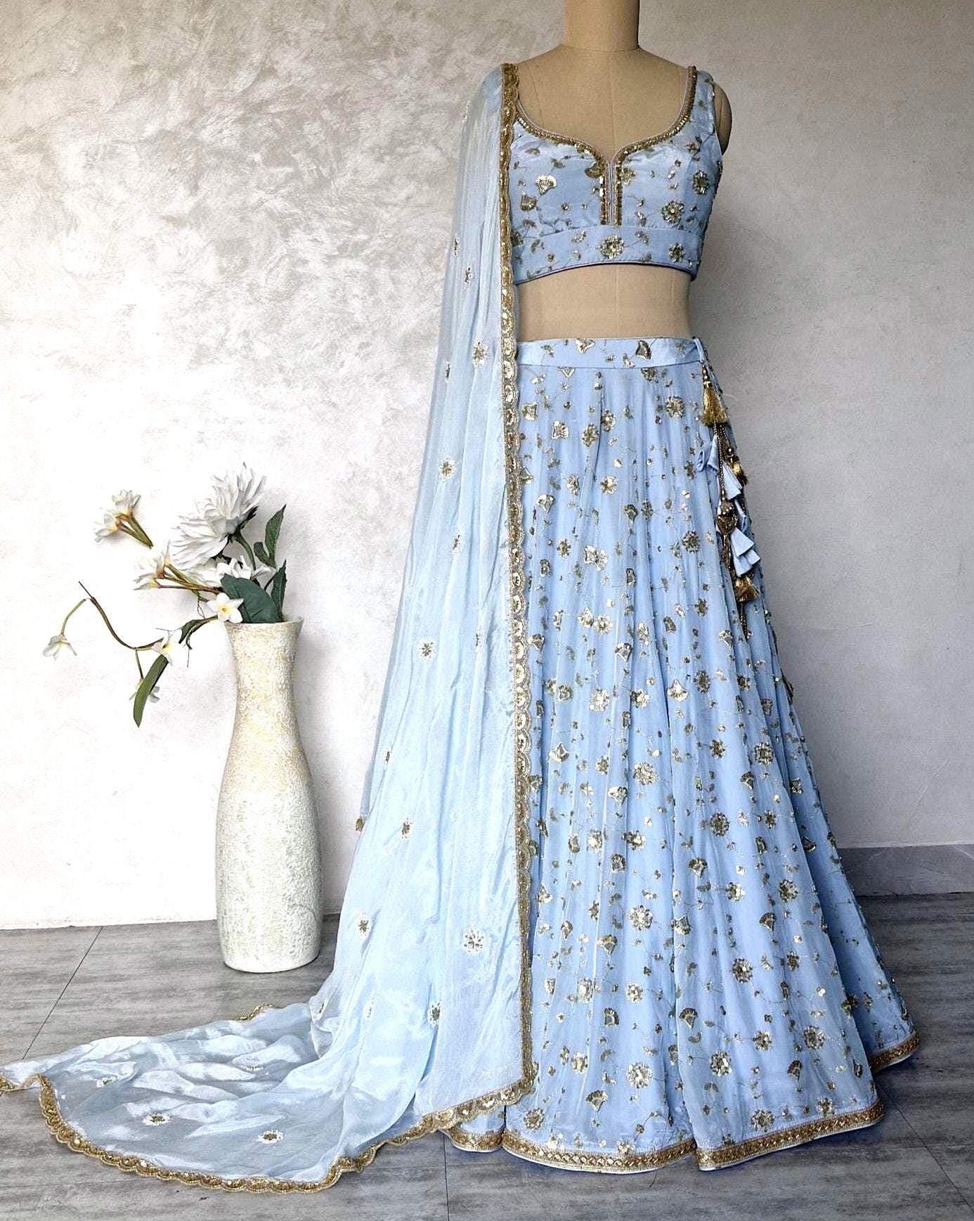 Embroidered Powder Blue Crepe Silk Lehenga Choli DVMTD_0294