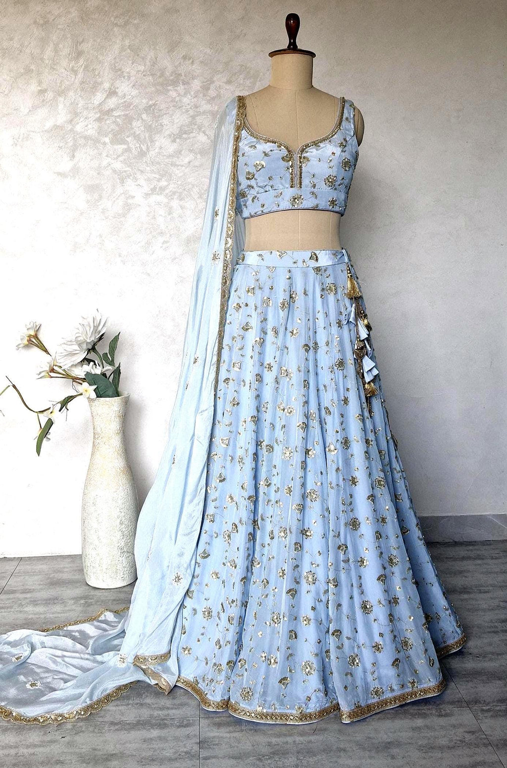Embroidered Powder Blue Crepe Silk Lehenga Choli DVMTD_0294