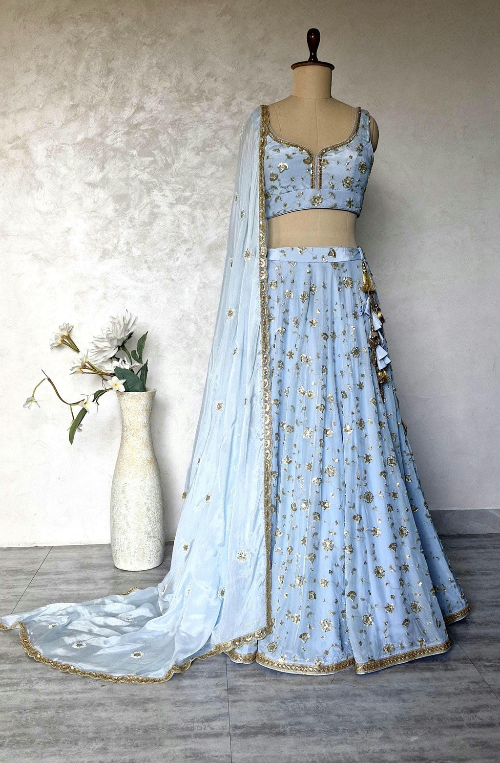 Embroidered Powder Blue Crepe Silk Lehenga Choli DVMTD_0294