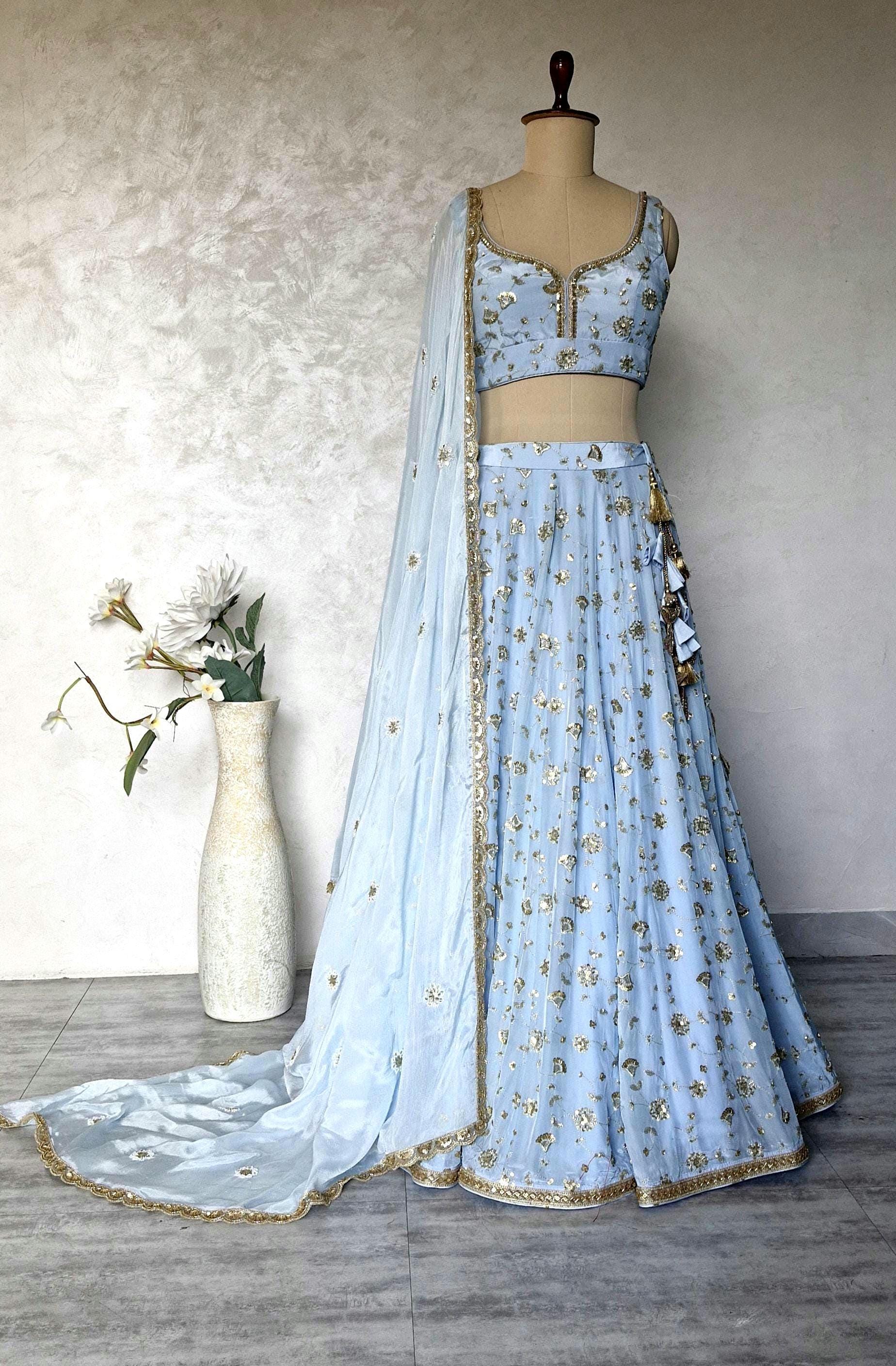 Embroidered Powder Blue Crepe Silk Lehenga Choli DVMTD_0294
