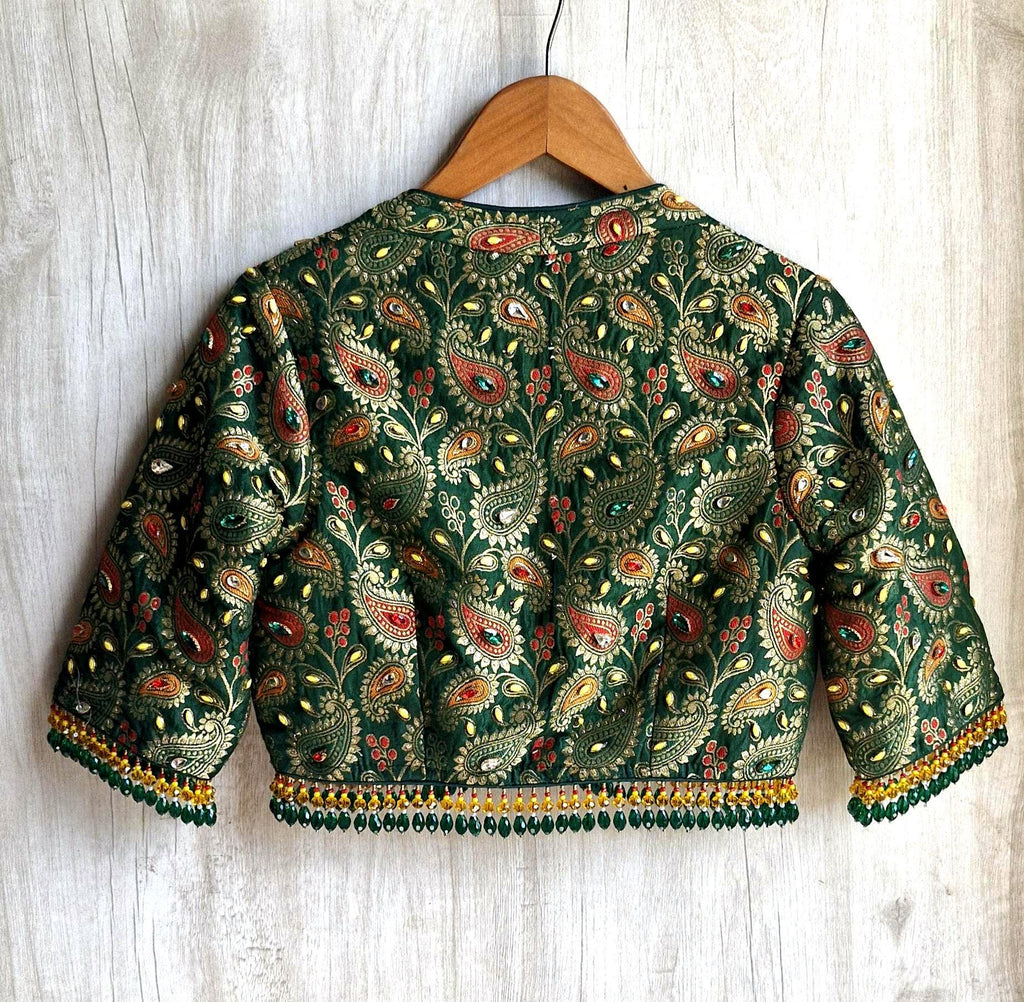 Embroidered Ivory and Green Crepe Silk Lehenga Choli - Mehedi Lehenga DVMTD_0295