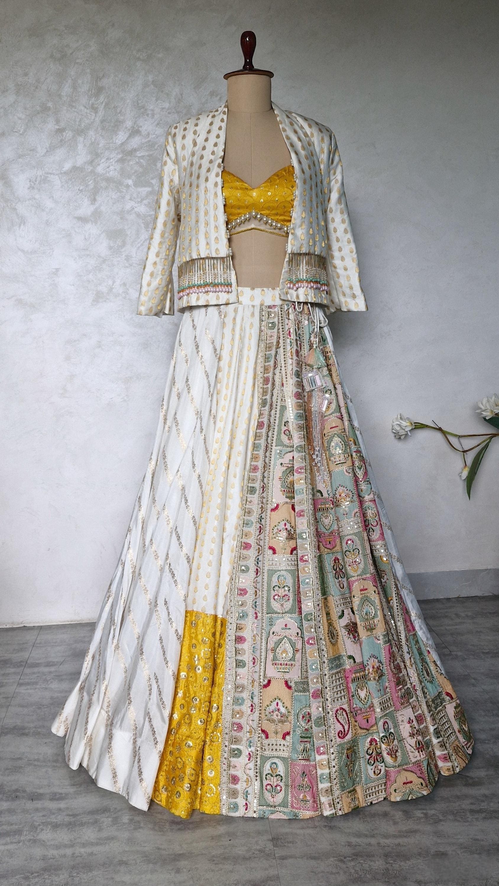 White Brocade Silk Lehenga Choli DVMTD_0302