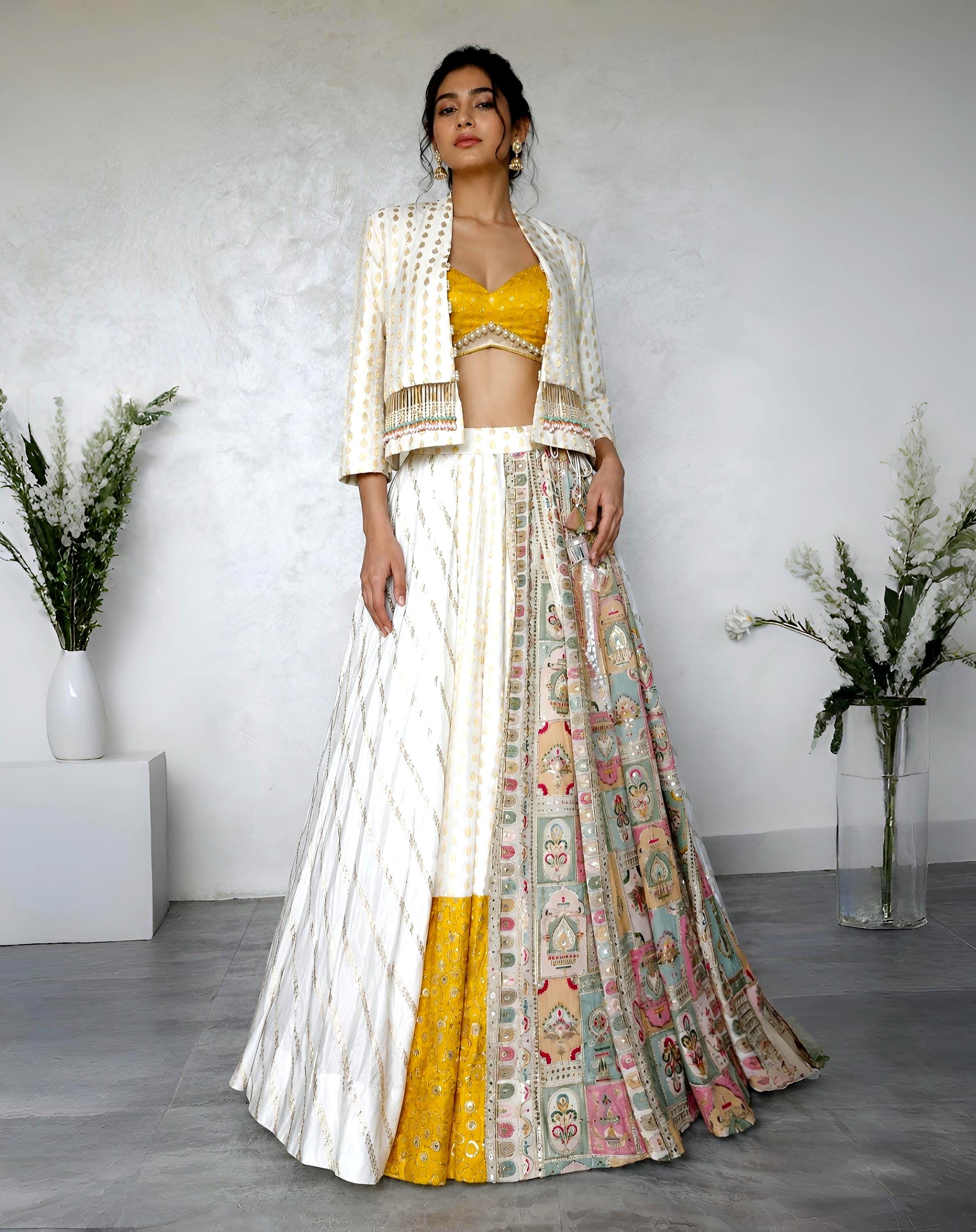 White Brocade Silk Lehenga Choli DVMTD_0302
