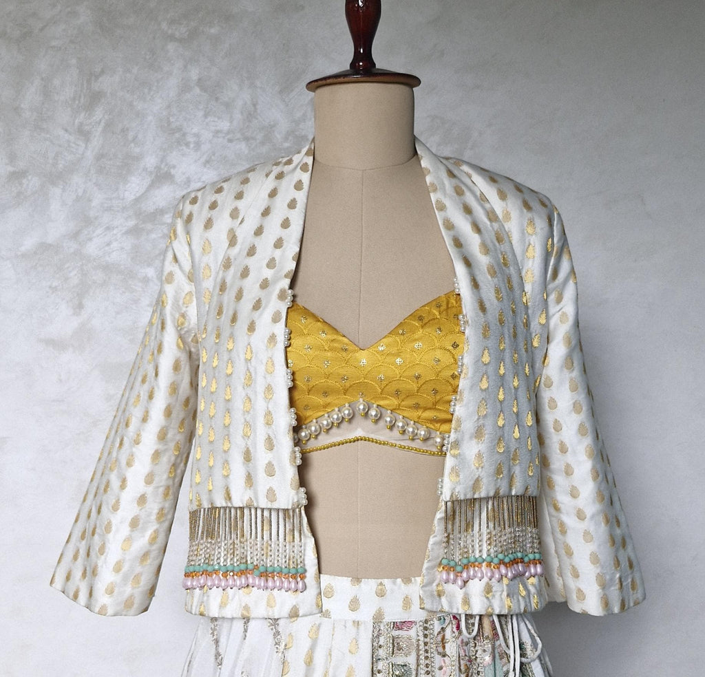 White Brocade Silk Lehenga Choli DVMTD_0302