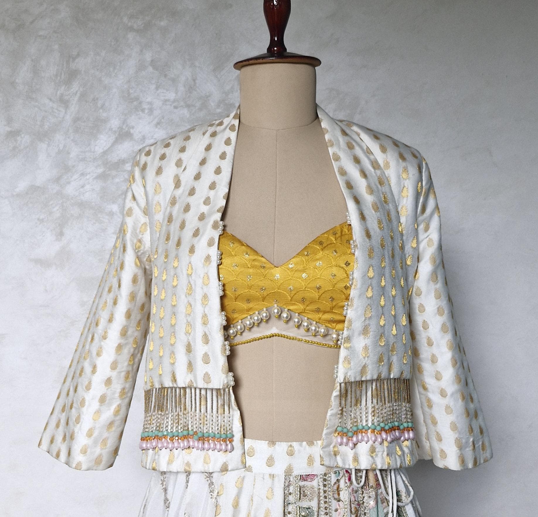 White Brocade Silk Lehenga Choli DVMTD_0302