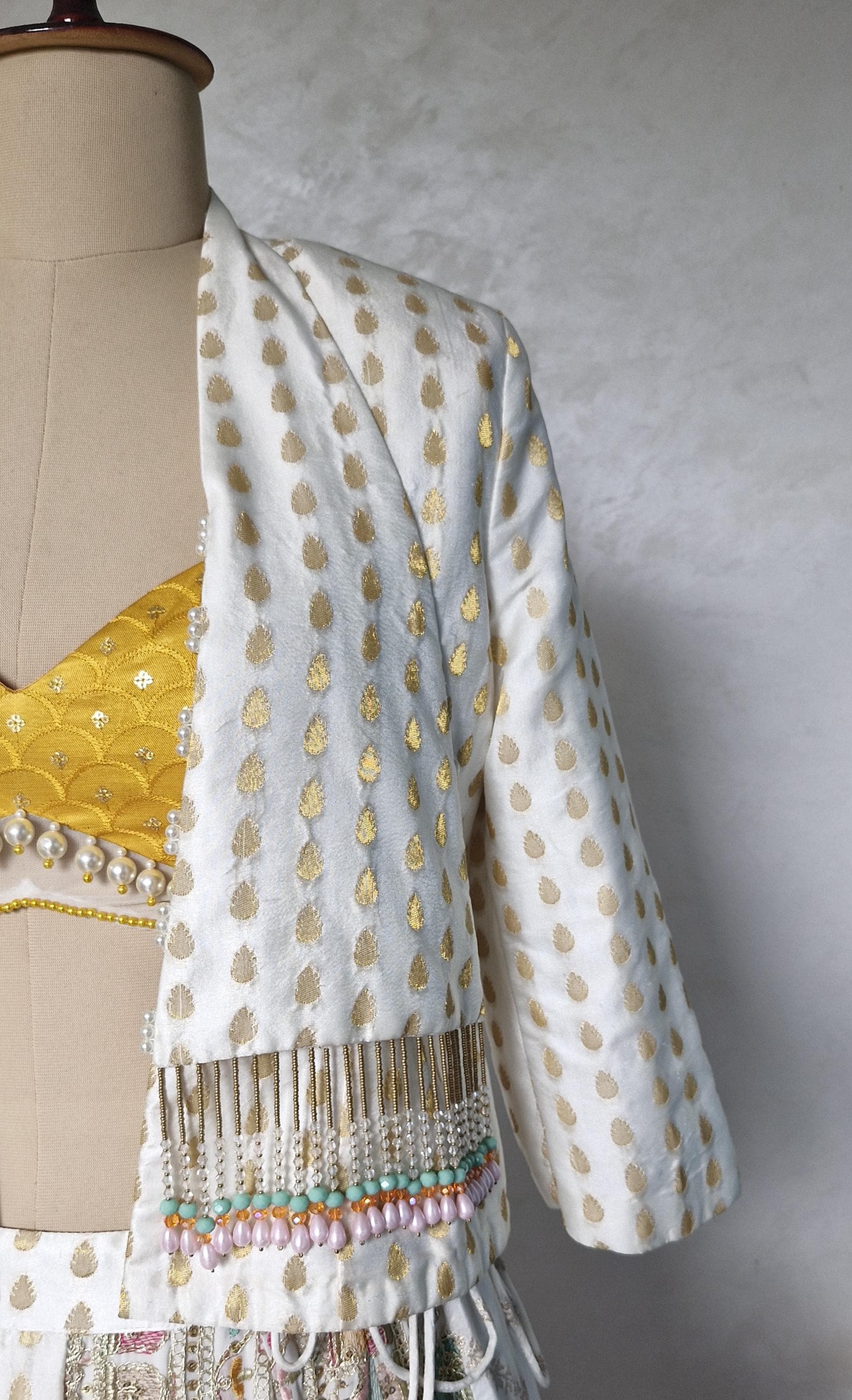 White Brocade Silk Lehenga Choli DVMTD_0302