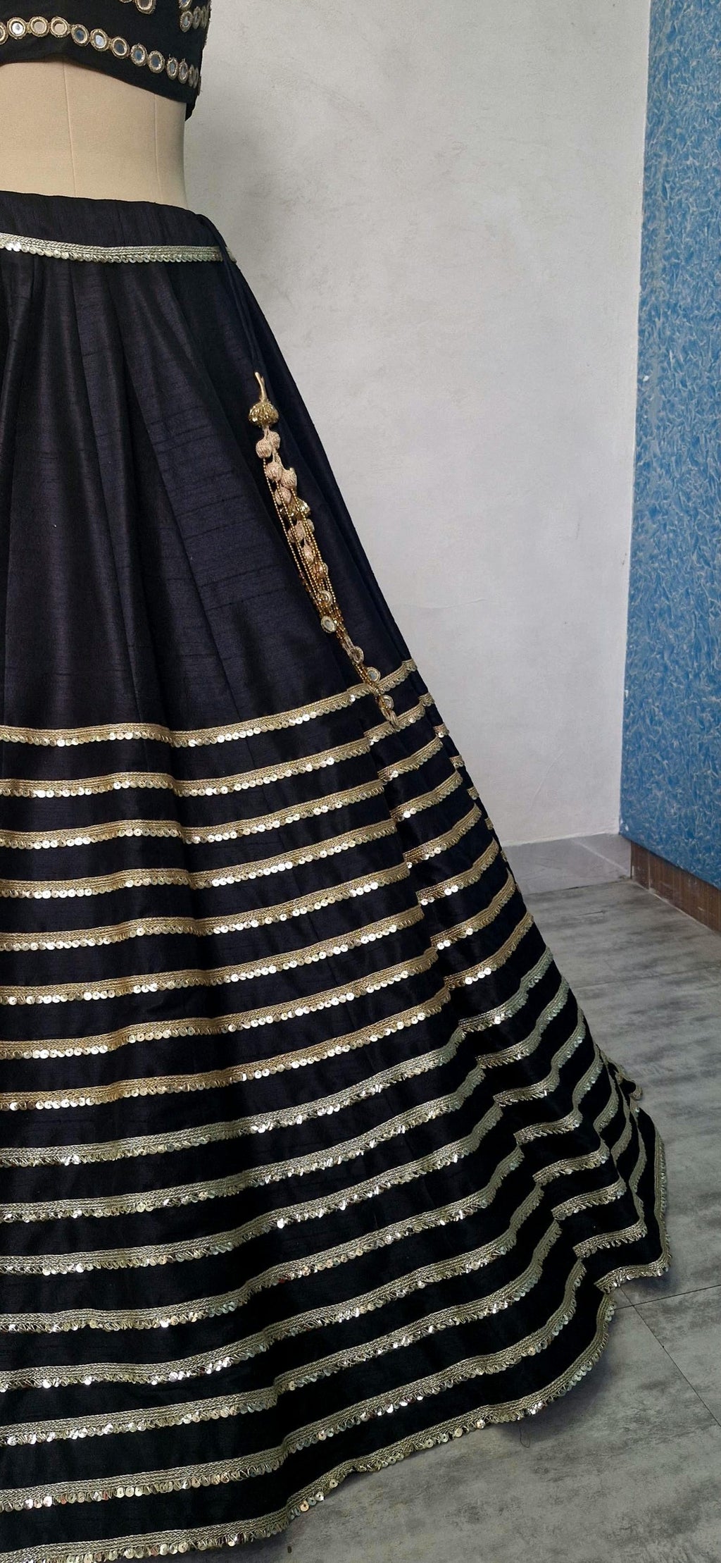 Black Raw Silk Embroidered Lehenga Choli DVMTD_0282