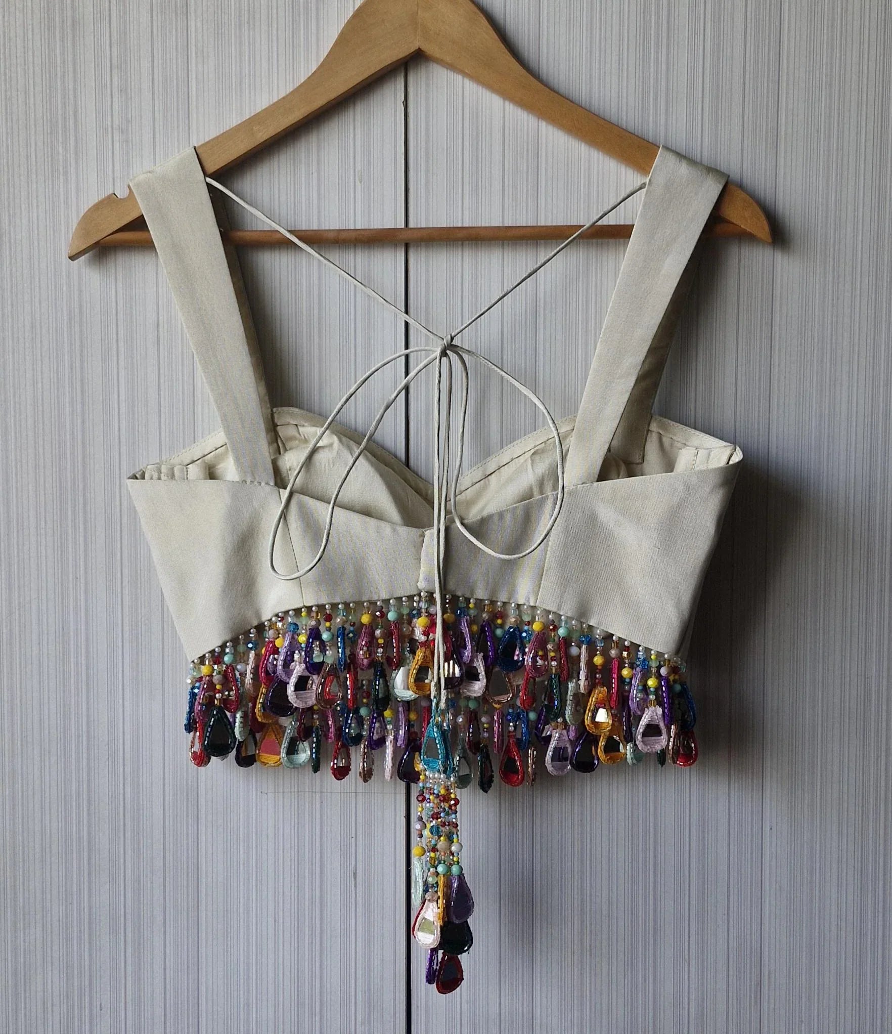 Cream Gold Tissue Silk Blouse DVBL_471